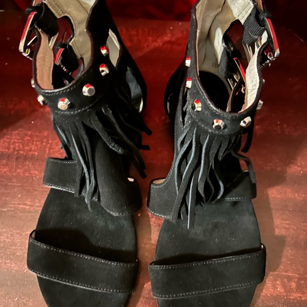 Michael Kors Black Sandals with Suede Straps and Stud Accents